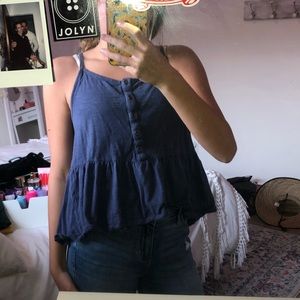 Roux blue button up tank